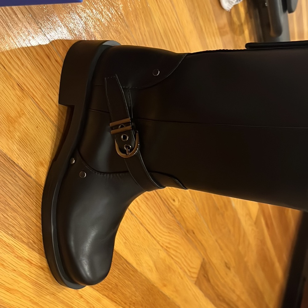 NWT & box.  Stuart Weitzman 7.5 pull on Maverick black leather Moto boot.